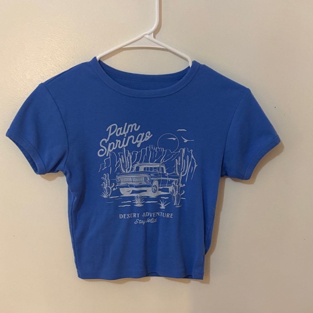 Women’s light blue Xs crop top Palm Springs Print